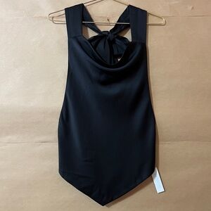 DANNIJO | NWT Noir Halter Scarf Top Tie Neck Open Back Top Satin Crepe Size M